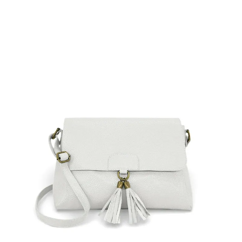 Sac bandoulière en cuir grainé SAIGON Blanc