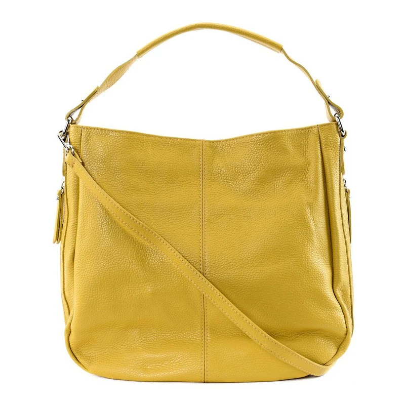 Sac à main en cuir grainé CANNES Jaune Moutarde