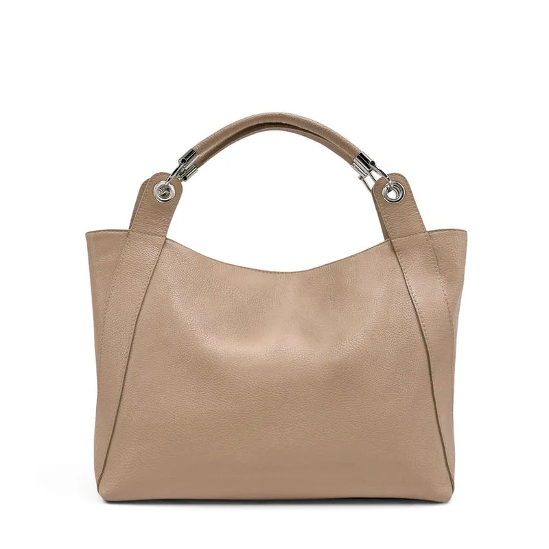 Grand sac en cuir grainé PARIS Taupe clair