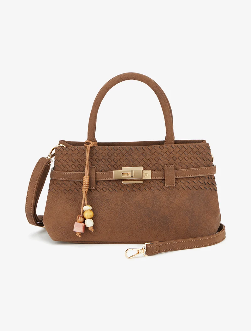 Sac à main Valeria effet tressé - Marron clair