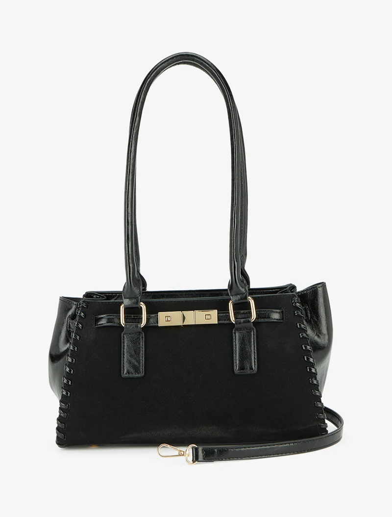 Sac à main Marthe verni à picots - Noir