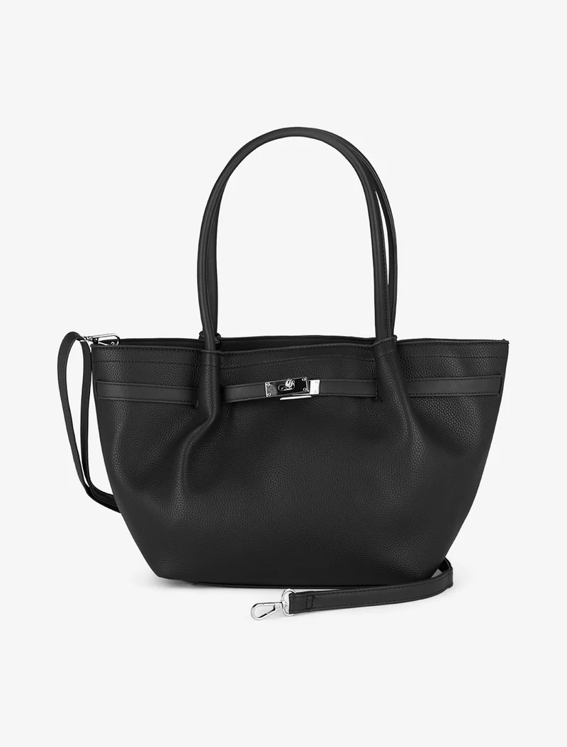 Sac cabas Regina effet grainé - Noir
