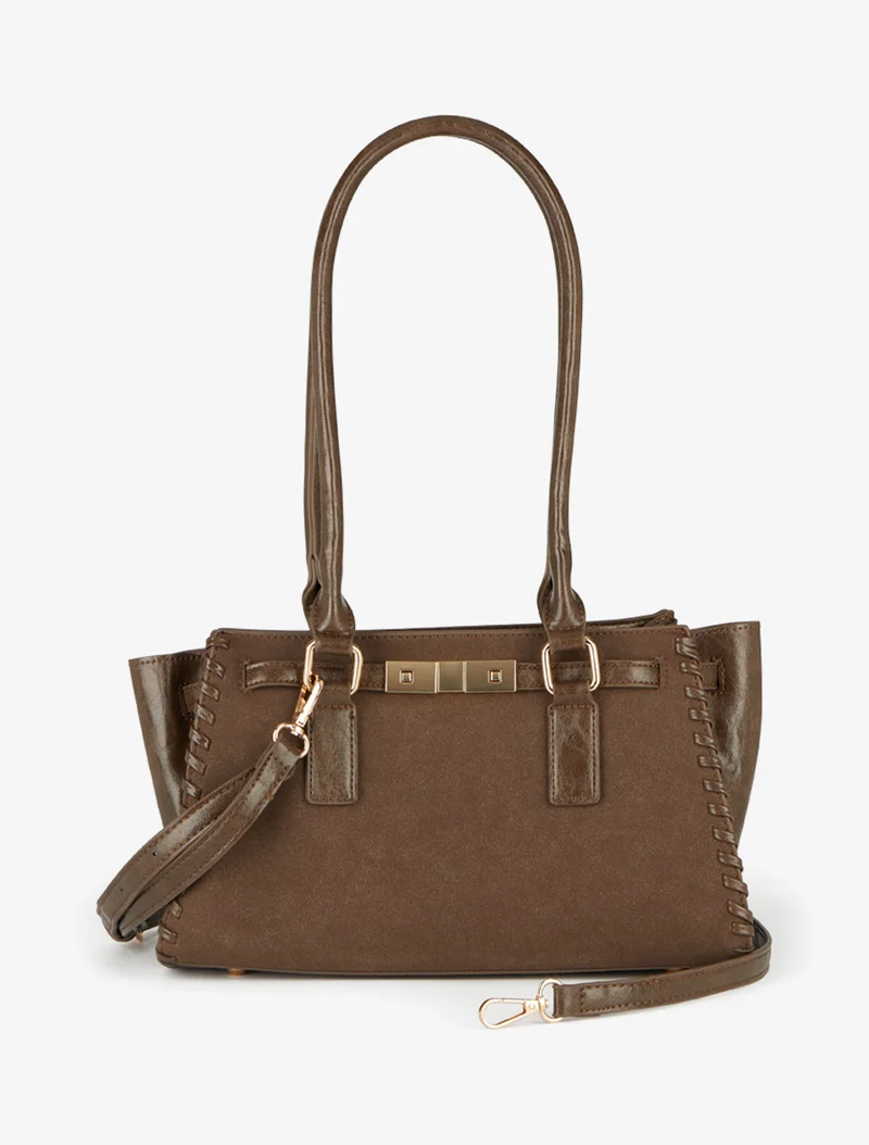 Sac à main Marthe effet nubuck - Taupe
