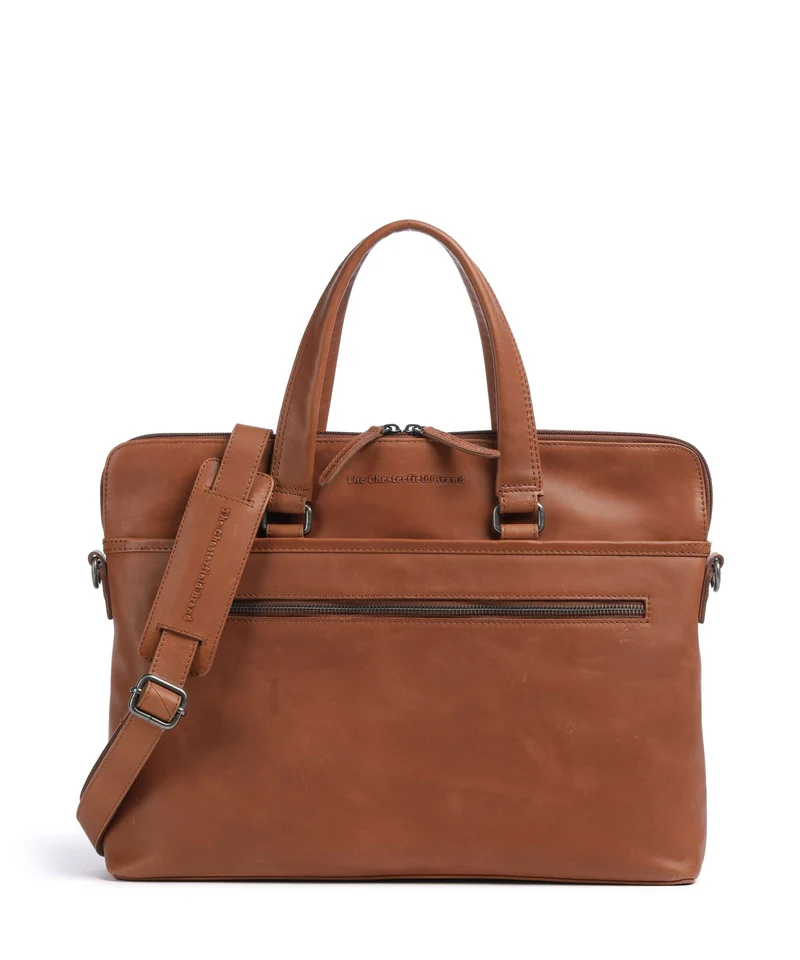 The Chesterfield Brand Wax Pull Up Cow Elvas Sac d'ordinateur cognac