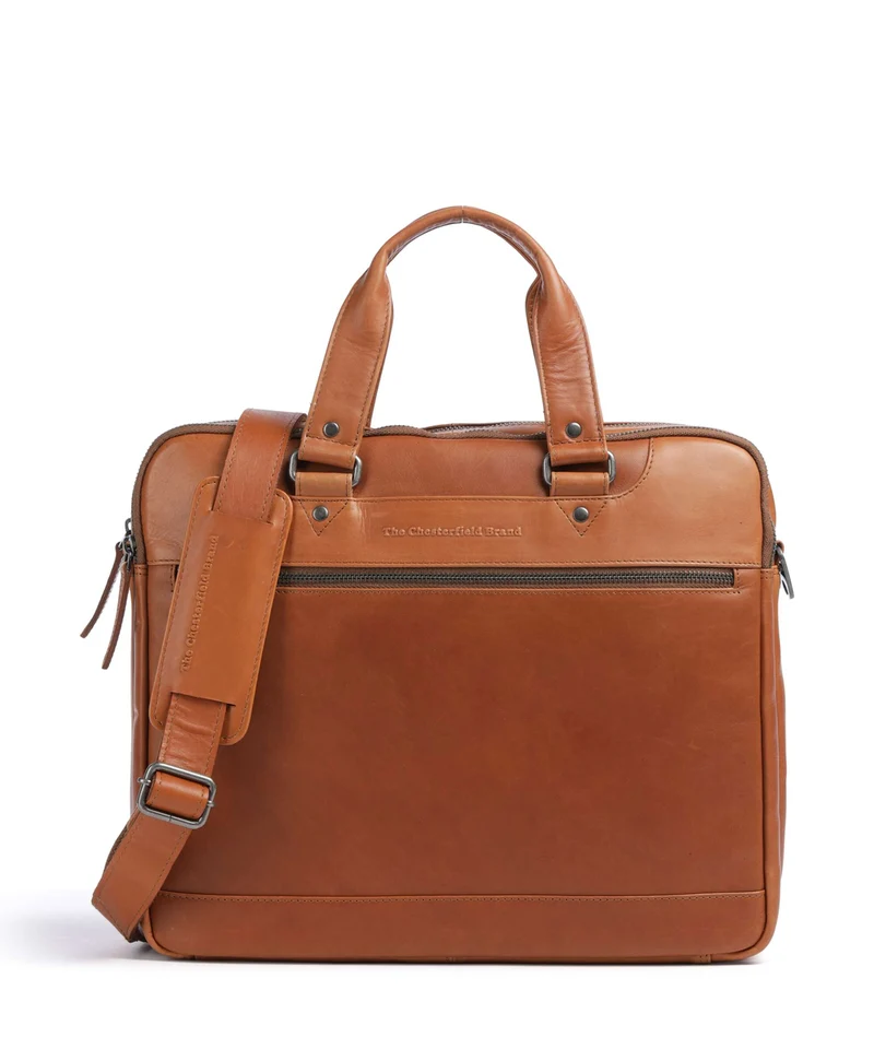 The Chesterfield Brand Wax Pull Up Cow Montara Sac d'ordinateur cognac