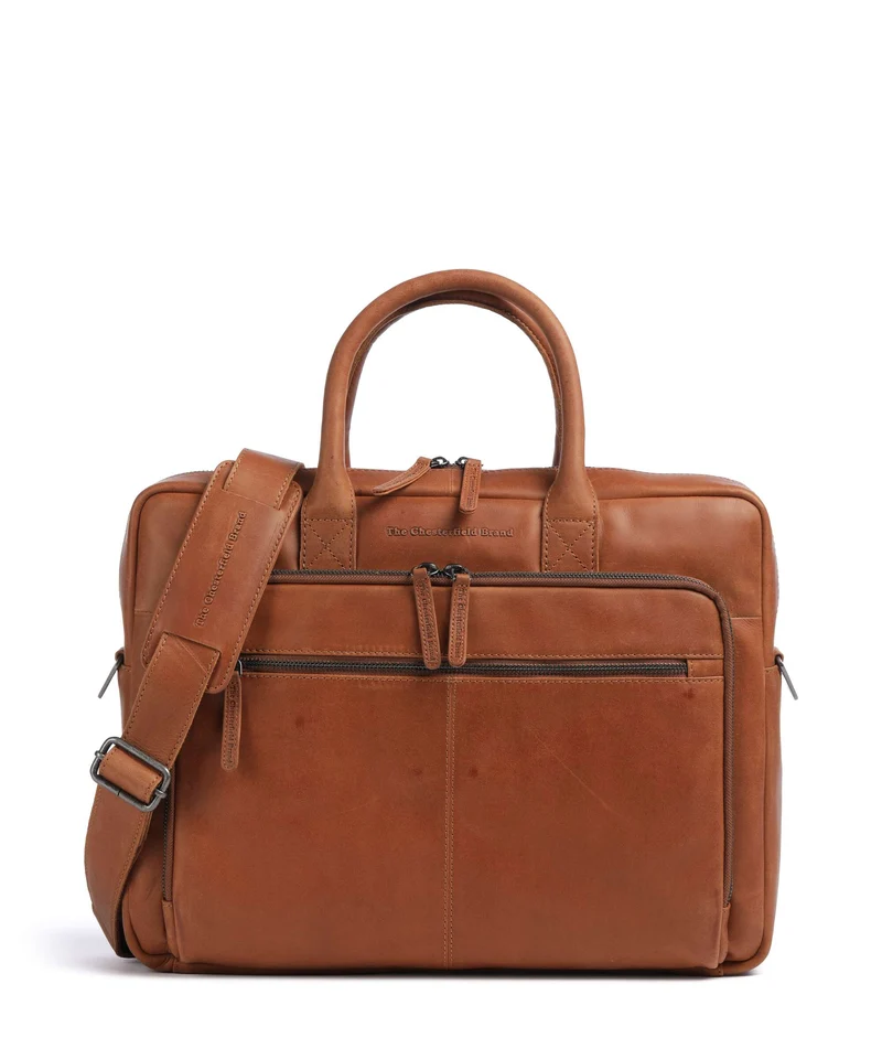 The Chesterfield Brand Wax Pull Up Cow Tacama Sac d'ordinateur cognac