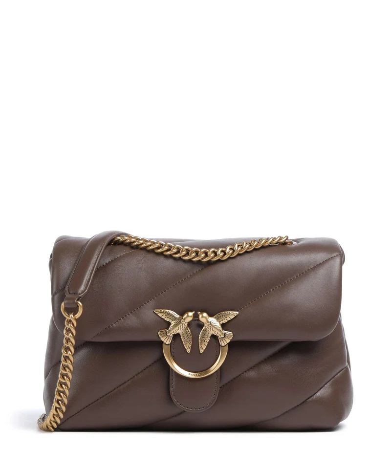 Pinko Love Puff Classic Sac porté épaule marrone castano/antique gold