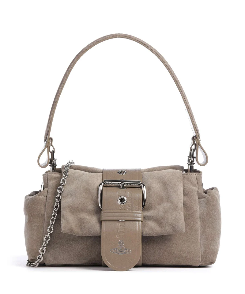 Vivienne Westwood Hazel Suede Treasure Sac porté épaule stone