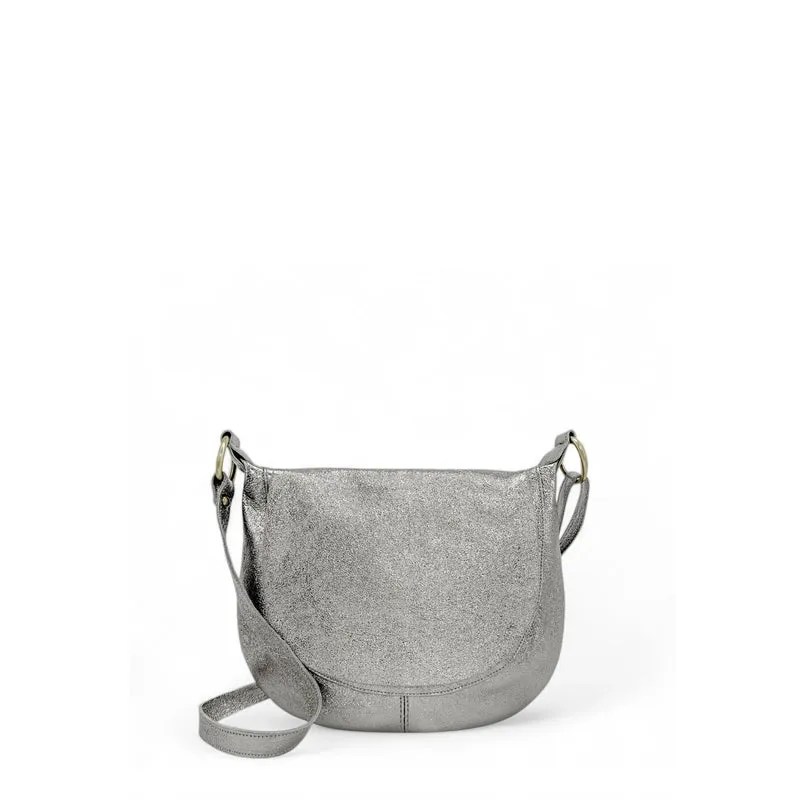 Sac bandoulière en cuir métallisé LITTLE CITIZEN Argent moyen
