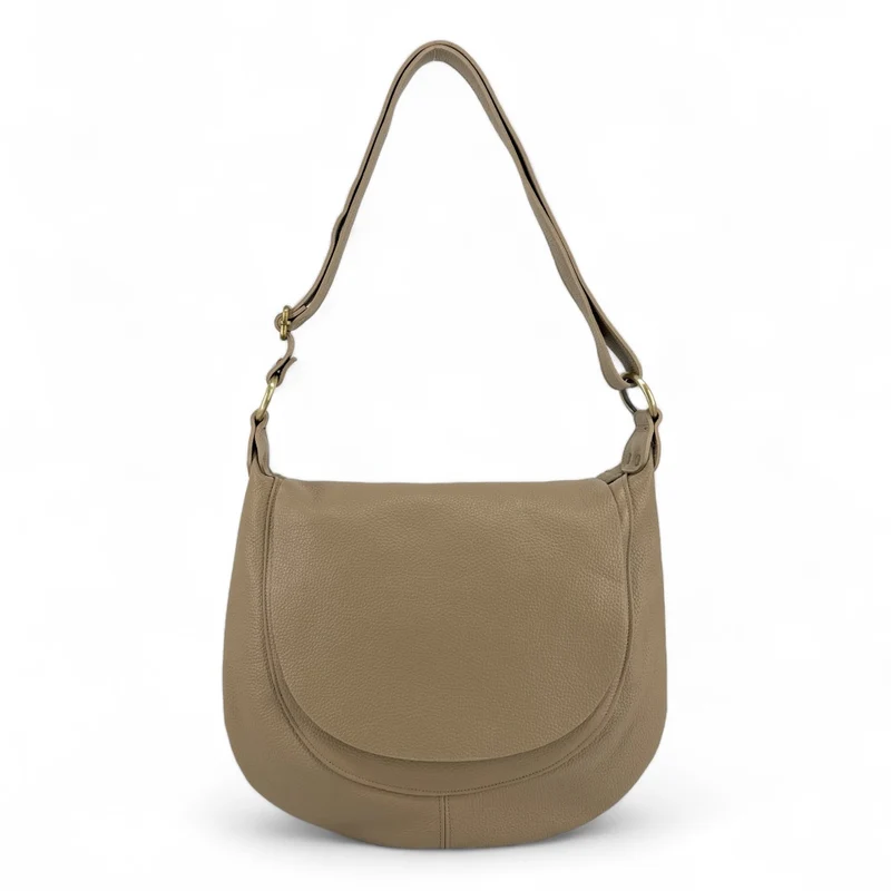 Sac besace à bandoulière en cuir grainé BIG CITIZEN Taupe