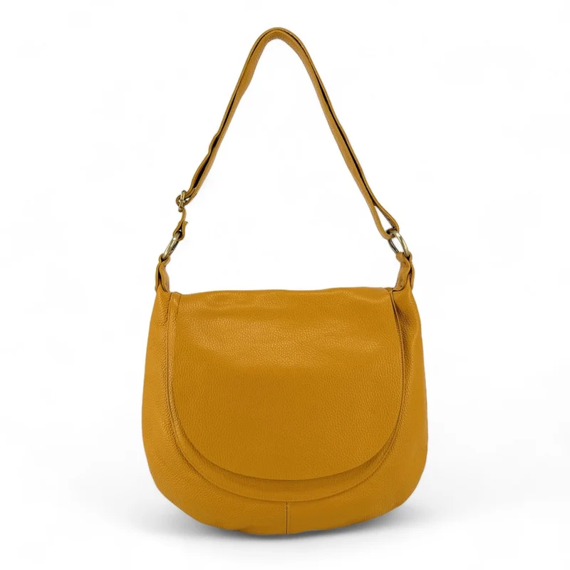Sac besace à bandoulière en cuir grainé BIG CITIZEN Jaune tournesol