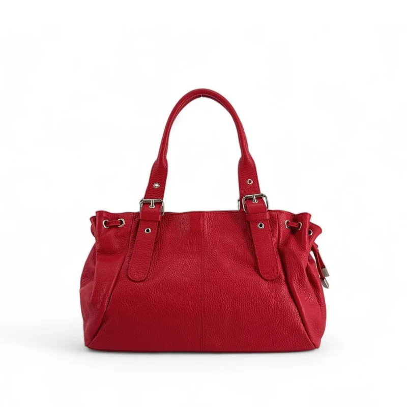 Sac bowling porté épaule en cuir grainé PRINCESSE Rouge garance