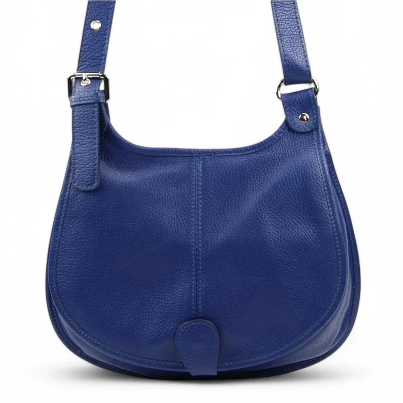 Sac besace en cuir grainé LITTLE PETRA Bleu