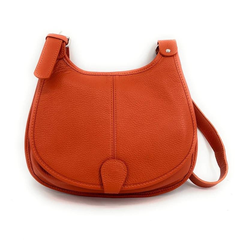Sac besace bandoulière en cuir grainé PETRA Orange