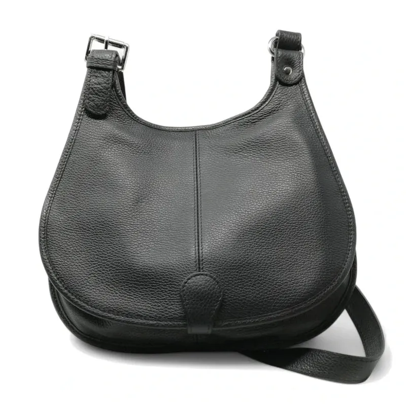 Sac besace bandoulière en cuir grainé PETRA Noir