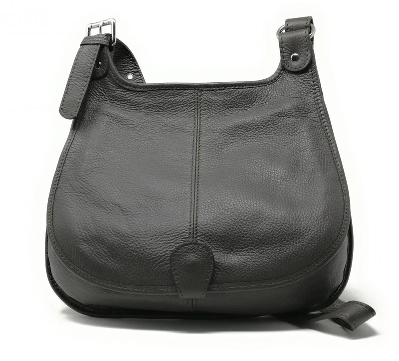 Sac besace bandoulière en cuir grainé PETRA Chocolat