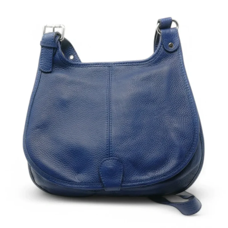 Sac besace bandoulière en cuir grainé PETRA Bleu