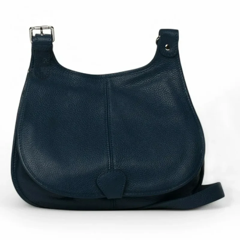 Sac besace bandoulière en cuir grainé PETRA Bleu marine