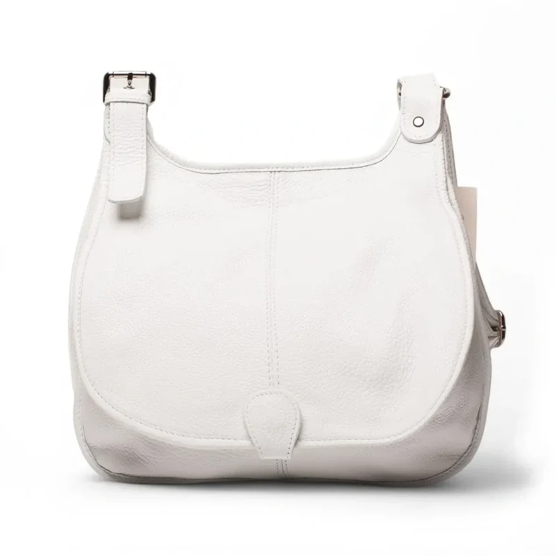 Sac besace bandoulière en cuir grainé PETRA Blanc