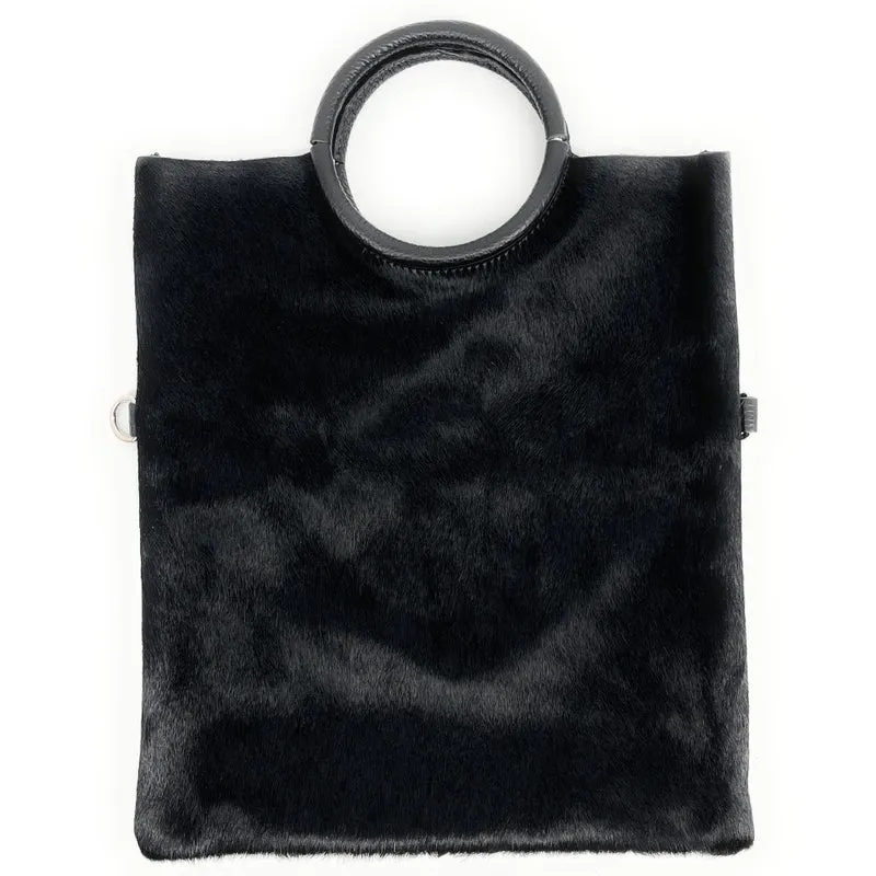 Sac pochette en cuir à motifs CHARLOTTE E.L. Noir
