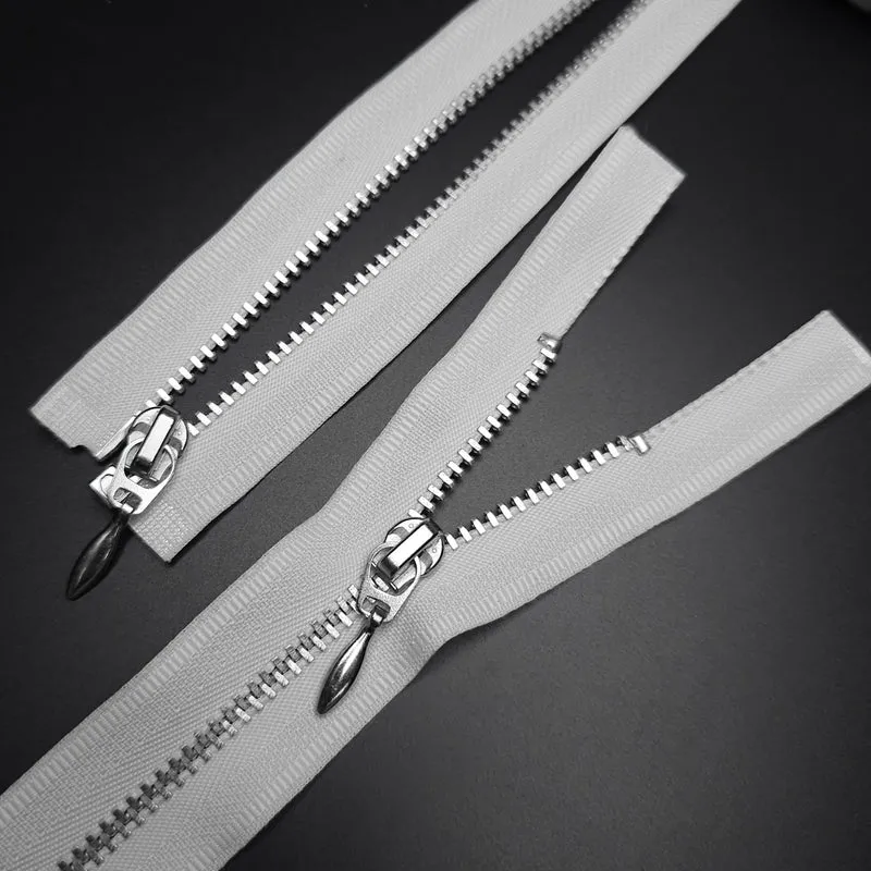 KKF | Fermeture éclair séparable | Métal | #3 | Blanc | 34'' - 87 cm