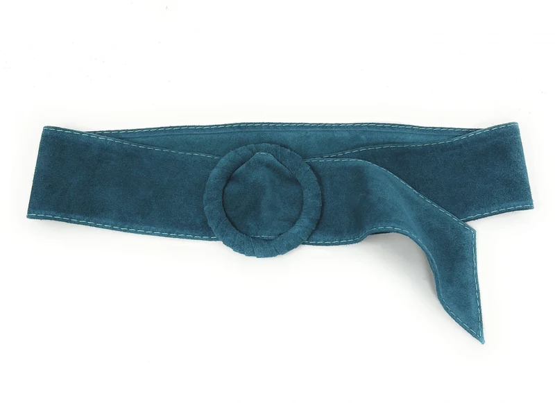 Ceinture large en daim italien SPARROW Bleu vert canard