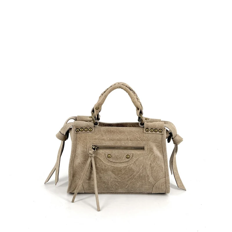 Mini-sac en cuir brossé POCKY Taupe clair