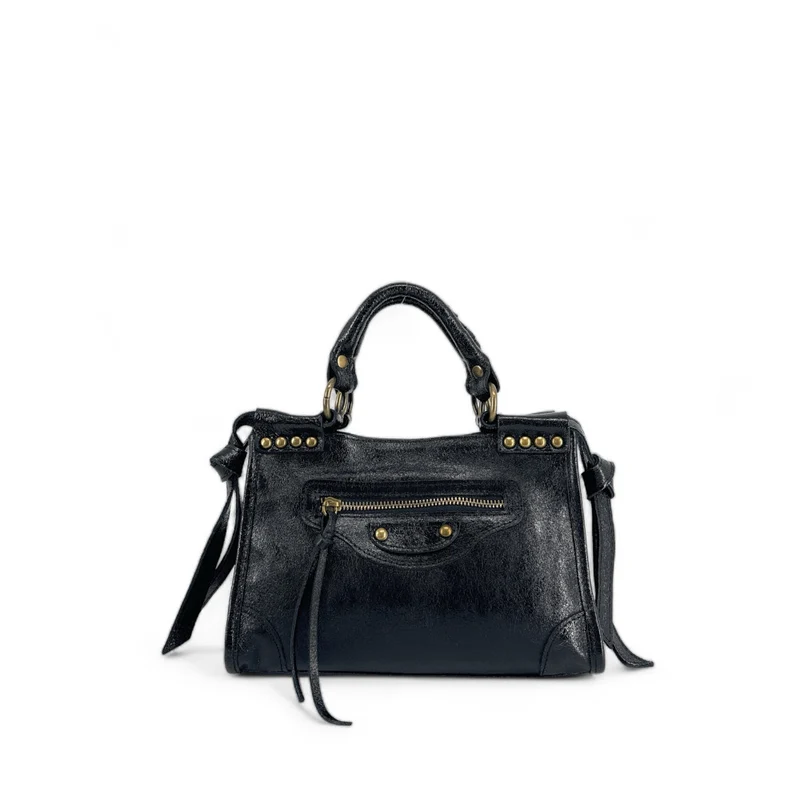 Mini-sac en cuir métallisé POCKY Noir irisé