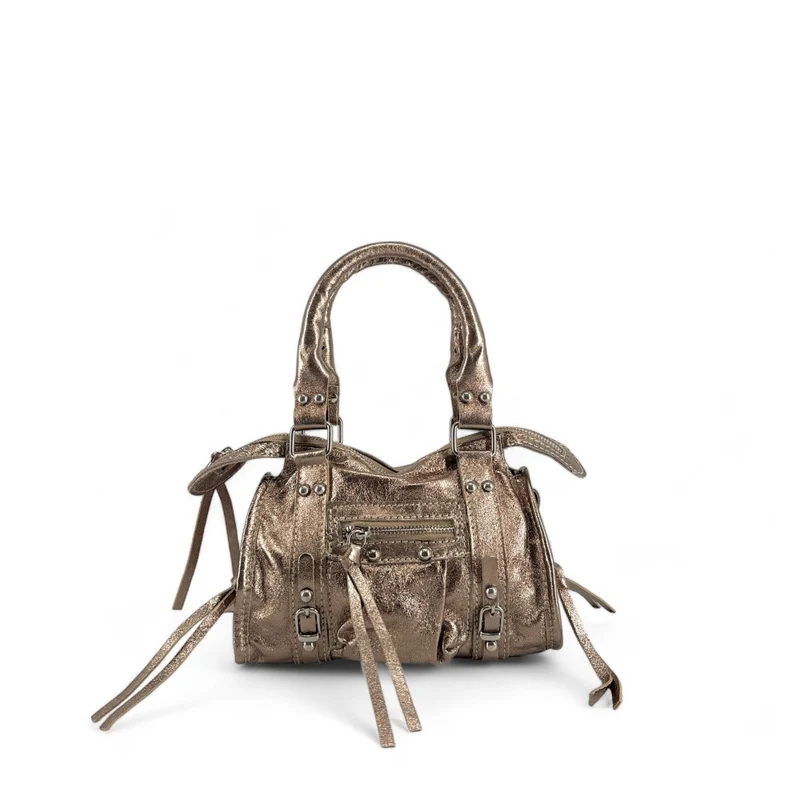 Mini-sac bowling en cuir irisé SANDSTORM NANO Champagne