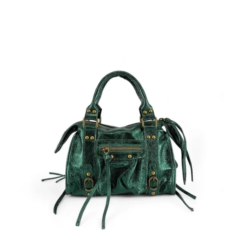 Mini-sac bowling en cuir irisé SANDSTORM MINI Vert forêt