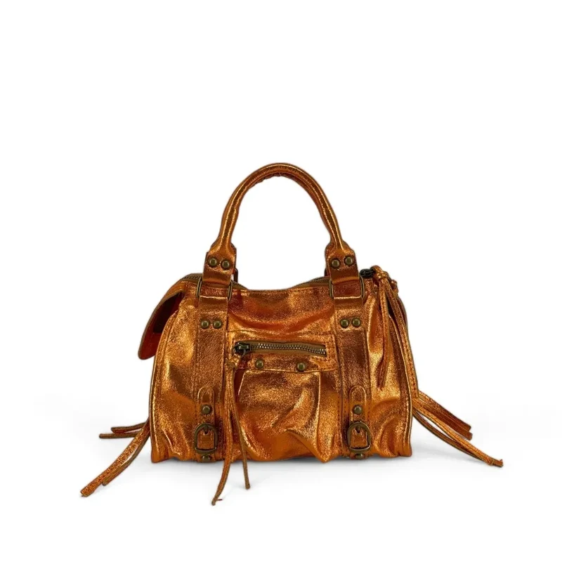 Mini-sac bowling en cuir irisé SANDSTORM MINI Orange