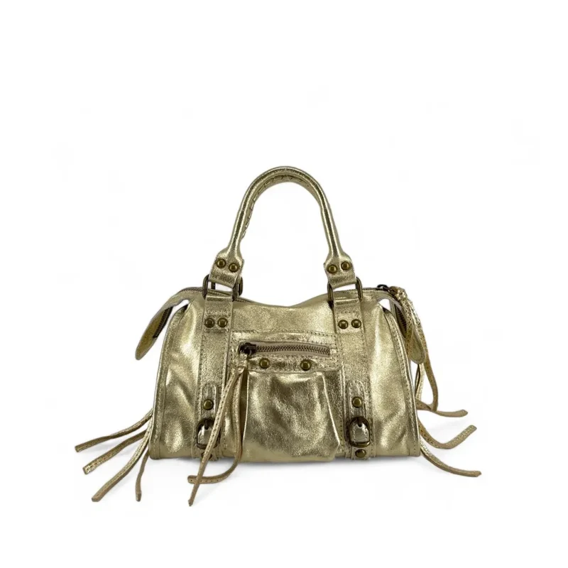Mini-sac bowling en cuir irisé SANDSTORM MINI Or pâle