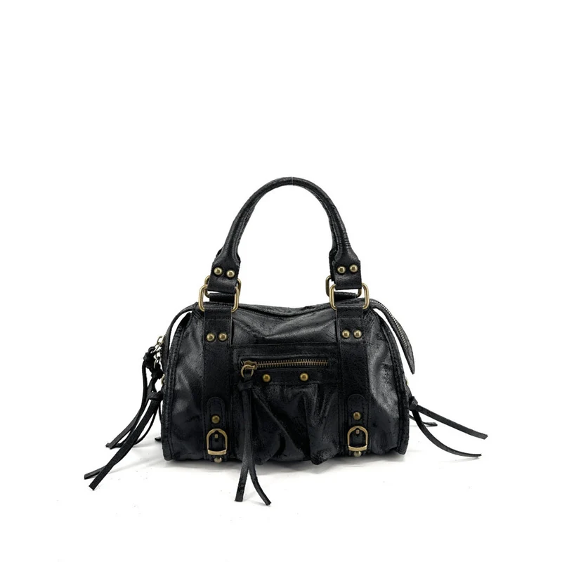 Mini-sac bowling en cuir mat brossé SANDSTORM MINI Noir