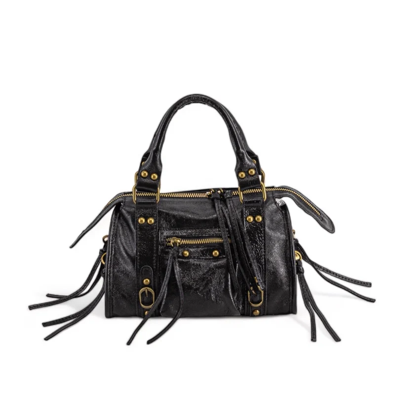 Mini-sac bowling en cuir irisé SANDSTORM MINI Noir