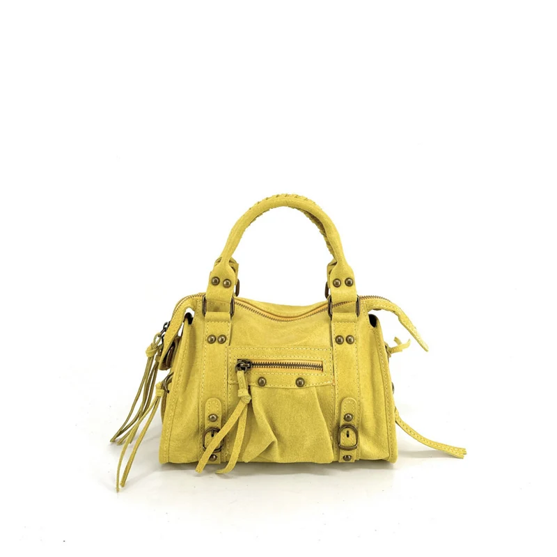 Mini-sac bowling en cuir mat brossé SANDSTORM MINI Jaune tournesol