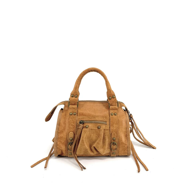 Mini-sac bowling en cuir mat brossé SANDSTORM MINI Camel
