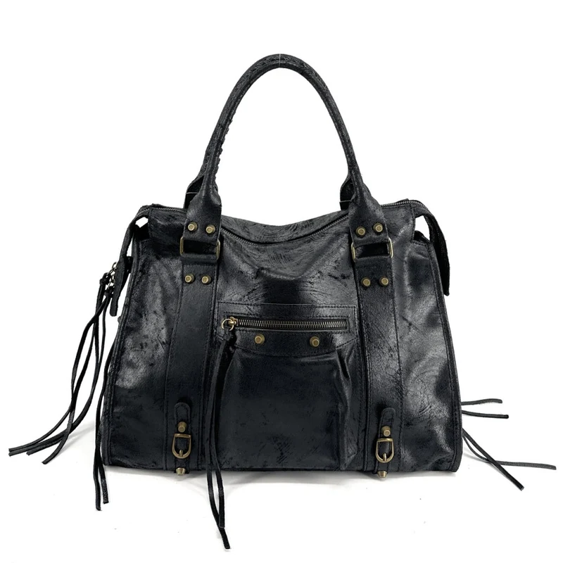 Sac à main en cuir brossé SANDSTORM E.L. SIROCCO Noir
