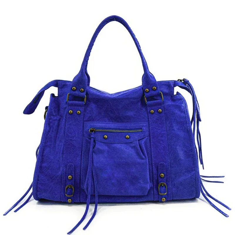 Sac à main en cuir brossé SANDSTORM E.L. SIROCCO Bleu roi