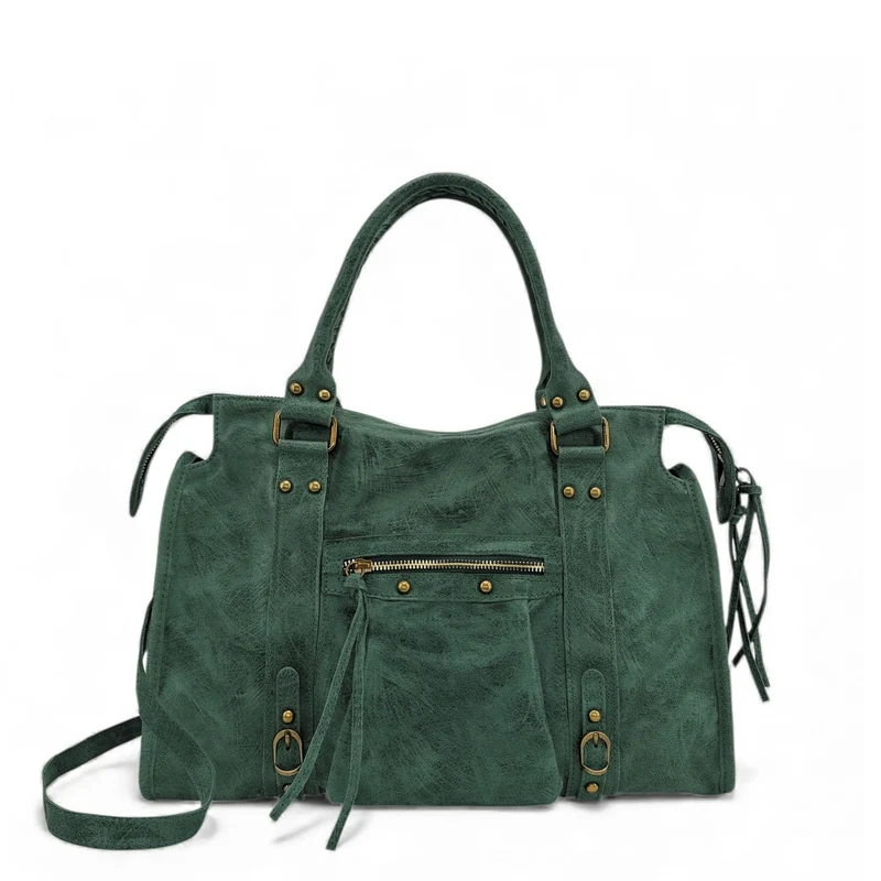 Sac à main en cuir brossé SANDSTORM Vert forêt