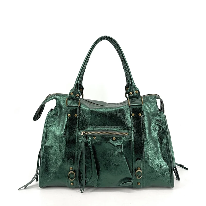 Sac à main en cuir irisé SANDSTORM Vert forêt