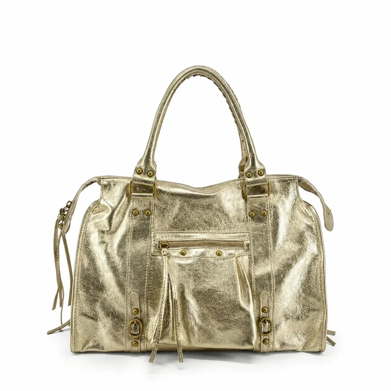 Sac à main en cuir irisé SANDSTORM Or pâle