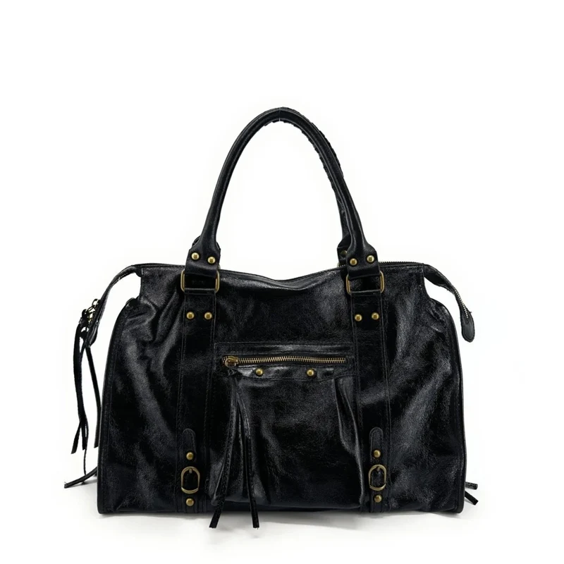 Sac à main en cuir irisé SANDSTORM Noir glossy
