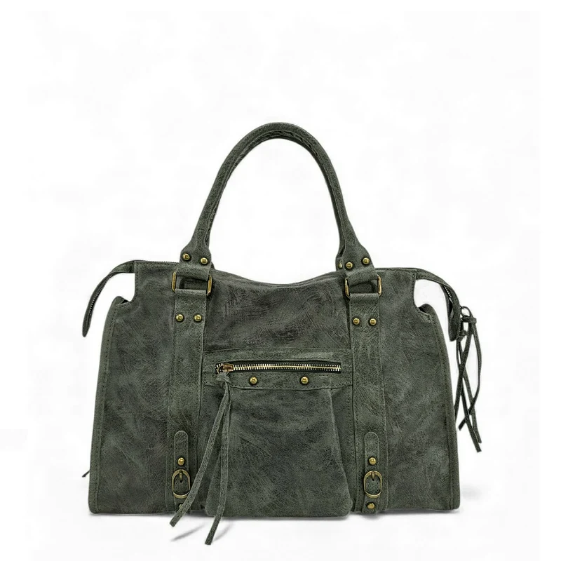Sac à main en cuir brossé SANDSTORM Vert kaki foncé