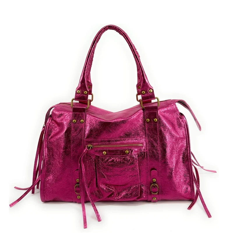 Sac à main en cuir irisé SANDSTORM Fuchsia irisé