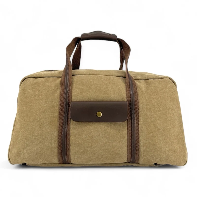 Sac week-end en toile et cuir TOLBIAC Beige foncé