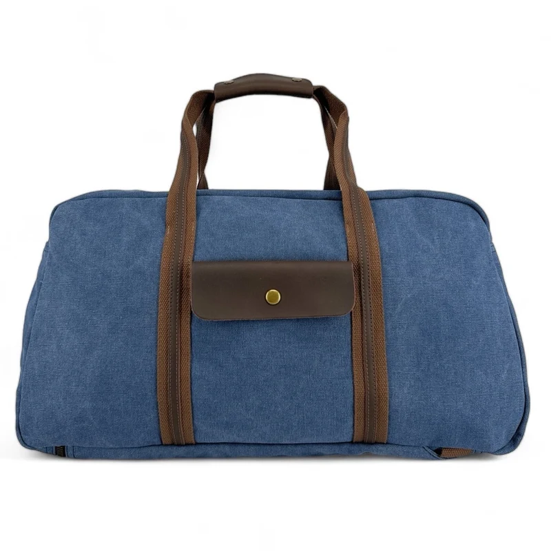 Sac week-end en toile et cuir TOLBIAC Bleu denim