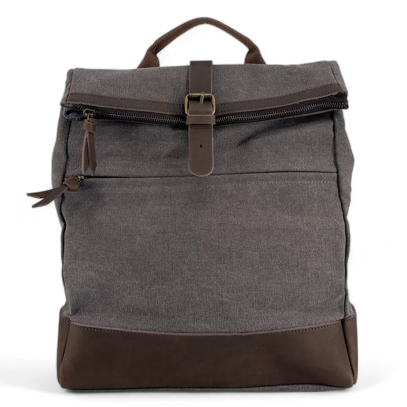 Sac à dos en toile et cuir TEKOKOTA Gris taupé