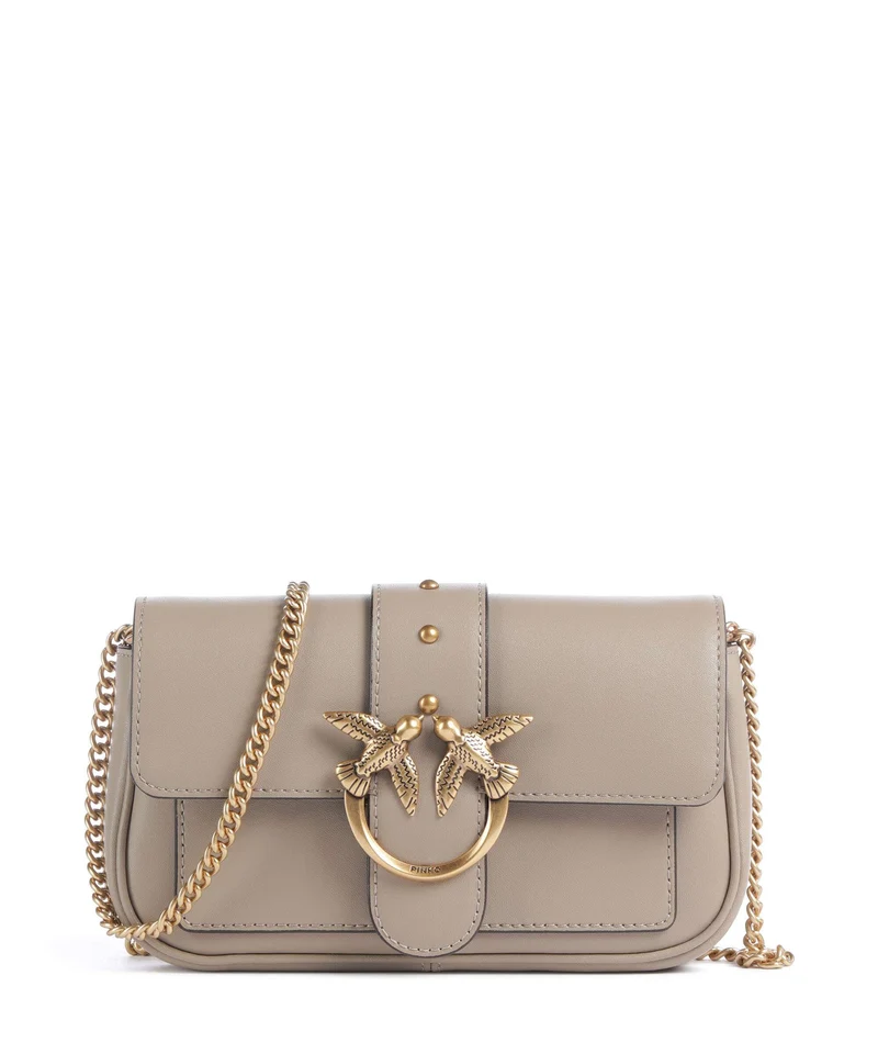 Pinko Love One Pocket Portefeuille grigio talpa/antique gold