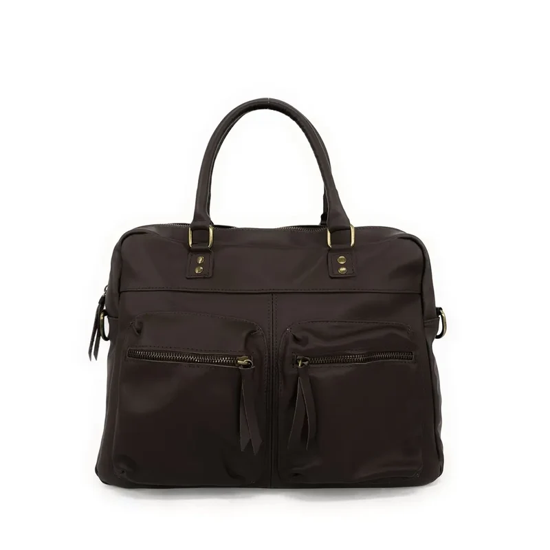 Sac à main en cuir lisse OMB MOSCOU Marron Chocolat