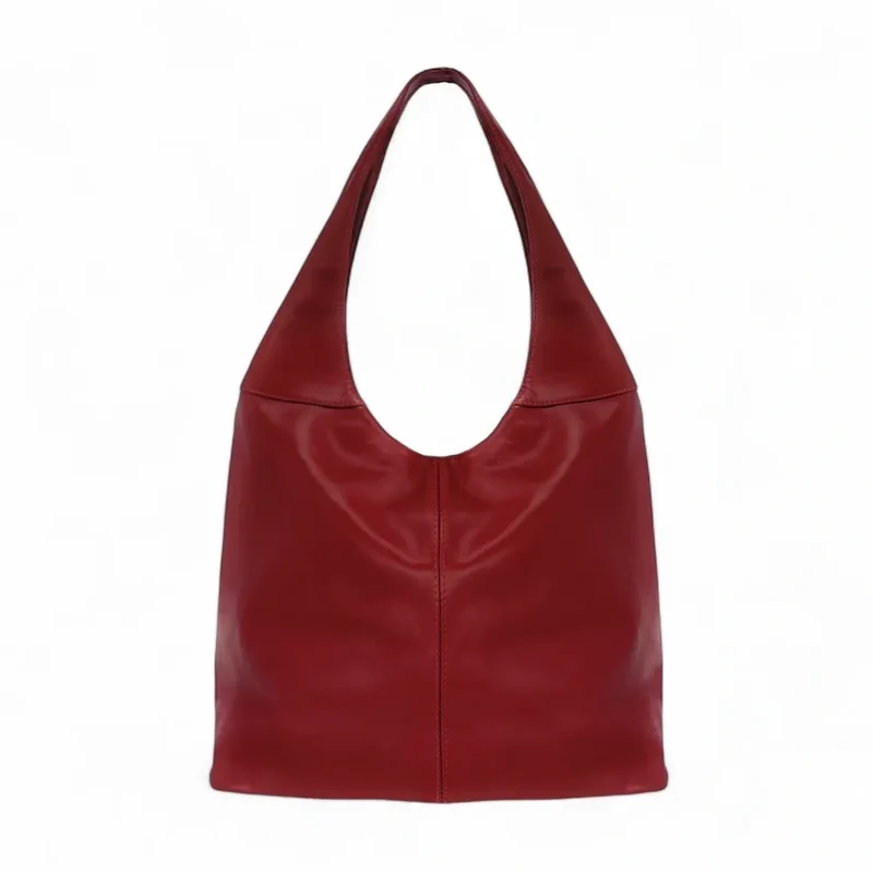 Sac HOBO en cuir lisse NEW AGE Rouge foncé